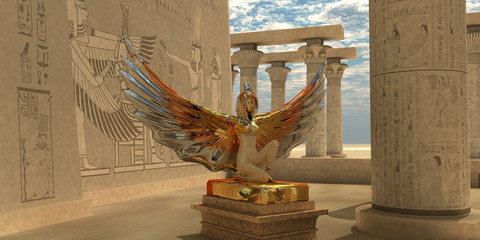 Wall Mural - egyptian god isis - an isis statue in the temple of isis which is part of the religion of ancient eg