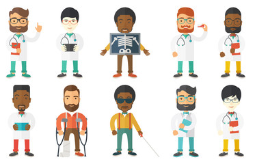 Wall Mural - Vector set of doctor characters and patients.