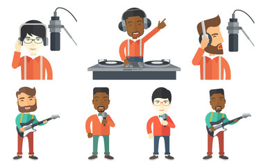 Sticker - Vector set of media people characters.