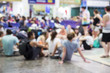 © ArtBackground - Blurred background of travelers waiting train in station