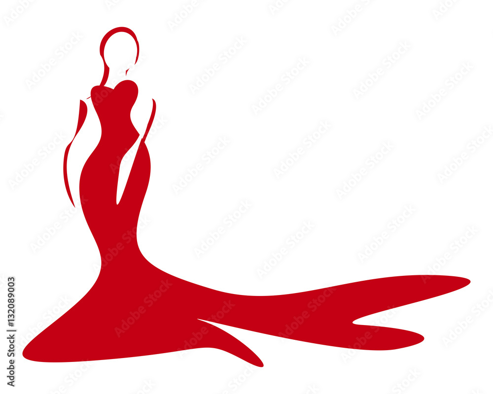 red dress icon Red Dress Fashion Icon Silhouette Woman Figure isolated on a transparent background 68083802 PNG