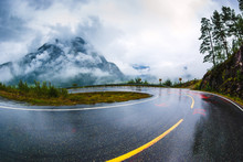 Rainy Road. The County Of More Og Romsdal. Norway.