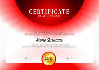 Wall Mural - Certificate, Diploma of completion, vector design template