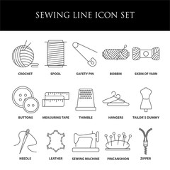 Wall Mural - Sewing icons in modern line style