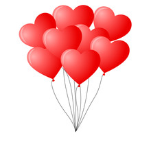 Bunch Of Red Heart Shaped Balloons