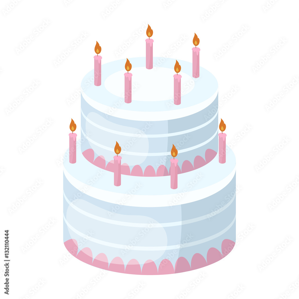 Birthday cake icon in cartoon style isolated on white background. Cakes  symbol stock vector illustration. Stock Vector | Adobe Stock, image size:1000x1000
