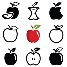 Apple Icon Collection - Outline And Silhouette Illustration