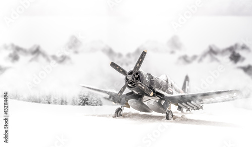 World war II military aircraft with heavy snowfall Fototapeta