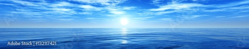 The sun over the water. Panorama of sea sunset.