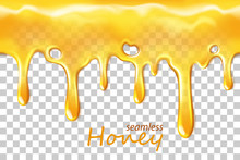 Seamless Dripping Honey Repeatable Isolated On Transparent