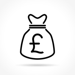 Poster - money bag thin line icon