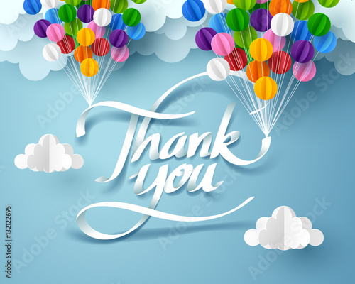 Fotomural Paper art of thank you calligraphy hand lettering