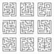 Collection of easy maze puzzle game. Black and white labyrinth business concept. Labyrinth for smart kids and children