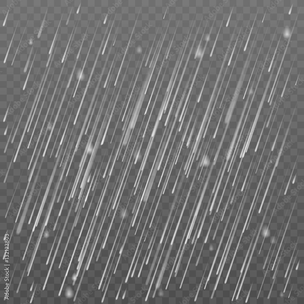 Rain transparent vector background. Falling water drops texture Stock ...