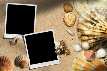 Beach Vacation - Seashells and Instant Photos