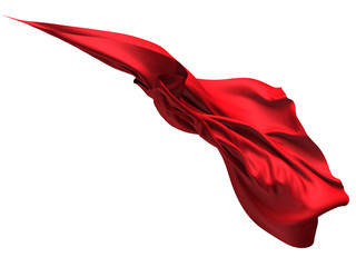 Flying red silk textile fabric flag background