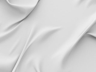 Rippled silk fabric cloth white background