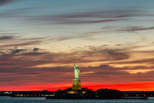 Statue Of Liberty, New York City , USA. Vivid Lowlight Splittoned Picture.