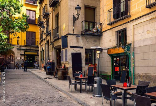 Plakat Stara ulica w Madrycie. Hiszpania
