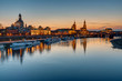 The old town of Dresden with the river Elbe at sunset