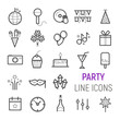 © Evartfinds - Party icons set. Vector flat line illustrations.