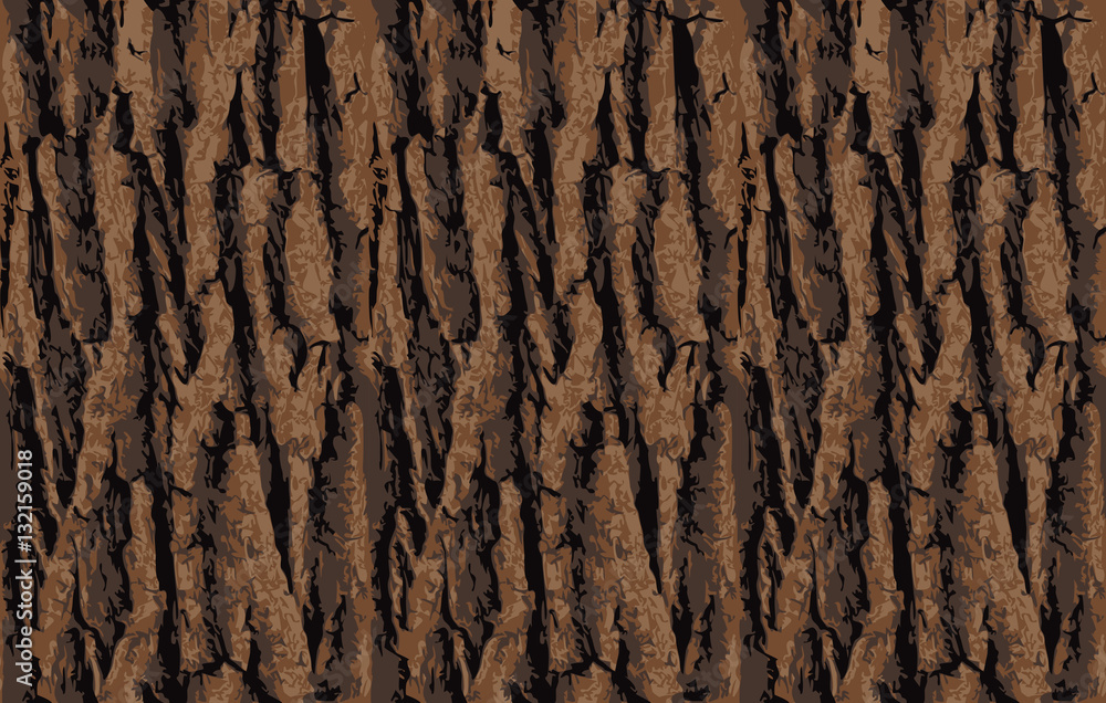 Seamless tree bark texture. Endless wooden background for web page fill or graphic design. Oak or maple vector pattern - obrazy, fototapety, plakaty 
