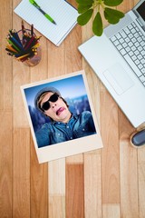 Sticker - Composite image of crazy hipster wearing sunglasses