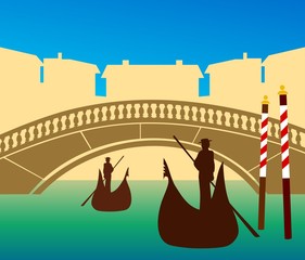 Tourism poster style image of Venice.