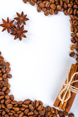 Wall Mural - Coffee beans with white background for copy space.