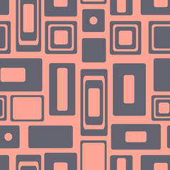 Wall Mural - Seamless vector geometrical pattern. Endless pink background with circles. Graphic illustration. Print for cover, fabric, wrapping, background.