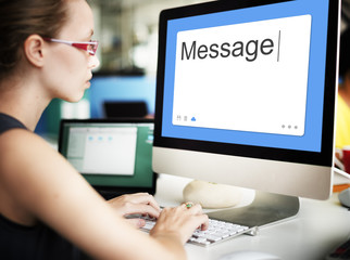 Wall Mural - message social network sms communication concept
