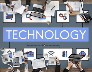 Wall Mural - technology connection innovation internet communication concept