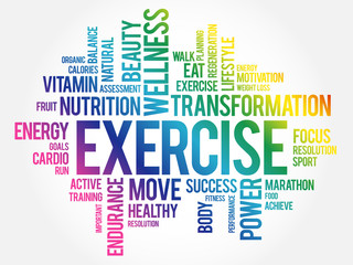 Wall Mural - EXERCISE word cloud, fitness, sport, health concept