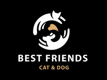 Cat And Dog Friends Emblem, Logo