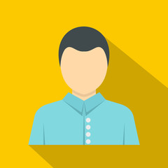 Sticker - Young dark haired man icon. Flat illustration of young dark haired man vector icon for web isolated on yellow background