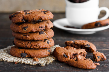 Wall Mural - Traditional double chocolate chip cookie