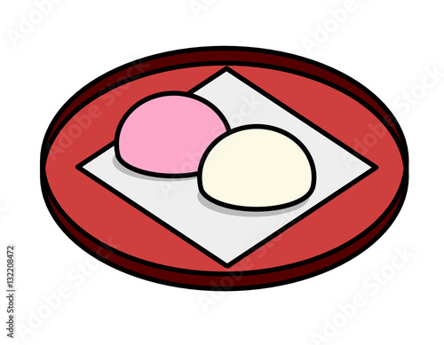 紅白饅頭 懐紙 盆 Stock イラスト Adobe Stock