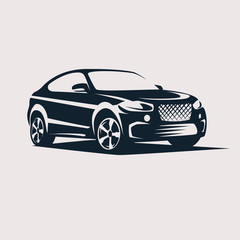 Car symbol logo template, stylized vector silhouette
