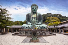 Monumental Bronze Statue Of The Great Buddha In Kamakura, Japan.
