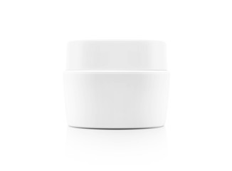 Wall Mural - blank packaging white cosmetic cream pot isolated on white backg