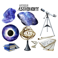 Wall Mural - Watercolor astronomy collection