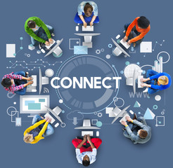 Wall Mural - Connect Online Social Media Networking Link Concept