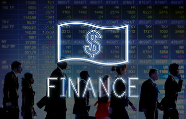 Wall Mural - Finance Investment Money Cash Icons Graphics Concept