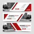 © Yochanan - Red modern horizontal business banner templates. Vector corporate identity design, white and gray technology background layouts