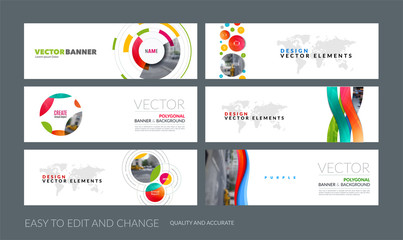 Wall Mural - Vector set of modern horizontal website banners with colourful s