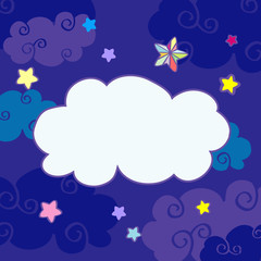 Canvas Print - Vector nighttime cartoon clouds frame