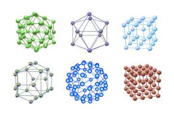 Molecules of different shapes isolated on white background, 3D illustration