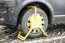 Wrong Parked Vehicle With Yellow Wheel Clamp