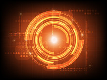Orange Circle Abstract Circle Digital Technology Background, Futuristic Structure Elements Concept Background Design