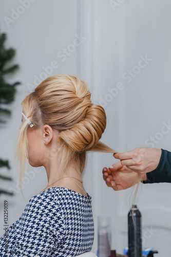 Hairdresser Doing French Twist Hairstyle At Beauty Salon Buy